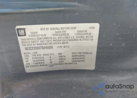 2007 Saturn Vue 4 Cyl from USA, damaged, VIN 5GZCZ33D07S840036